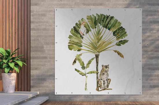 Affiche de Jardin Jungle - Cacatoès - Léopard - 200x200 cm