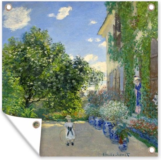 Tuindoek Het huis van de artiest in Argenteuil - Claude Monet - 100x100 cm
