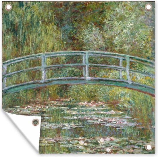 Tuinposters De Japanse brug en waterlelies - Claude Monet - 50x50 cm - Tuindoek - Buitenposter