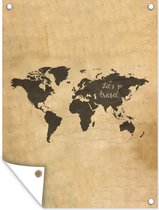 Décoration de Jardin Wereldkaart - Vintage - Citation - 30x40 cm - Toile de jardin