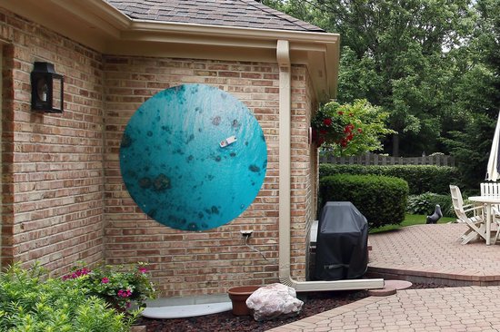 Garden Circle Ocean - Bateau - Soleil - 120x120 cm - Affiche de Jardin Ronde - Extérieur - XXL