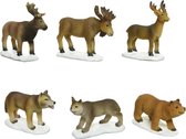 6x pcs accessoires de village de Noël animaux / rennes - Pièces de village de Noël Décorations de Noël
