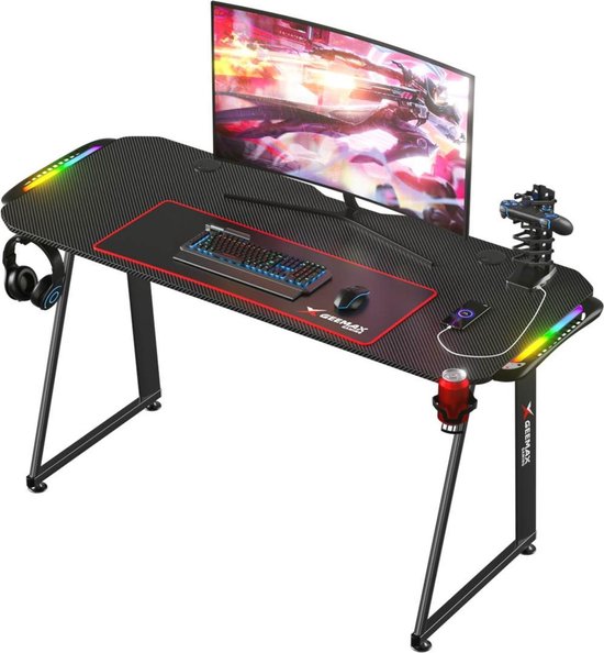 Gaming Bureau Met LED Verlichting - Gaming Desk - Extra Accessoires - Gaming  Tafel -... | bol