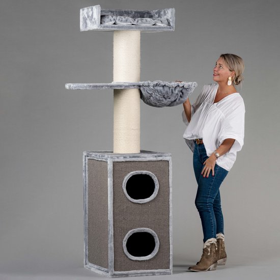 Krabpaal Voor Grote Katten Maine Coon Tower Box Comfort Box Lichtgrijs Grijs van RHRQuality