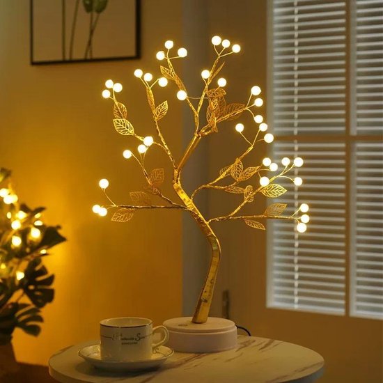 Kerstboom verlichting met gouden blad parel 36LED licht（batterij of USB) |  bol.com