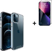 Hoesje iPhone 13 Pro Max - Screenprotector iPhone 13 Pro Max - iPhone 13 Pro Max Hoes Transparant Backcover Hard Case + Full Tempered Glass