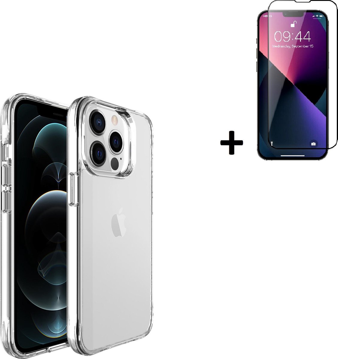 Hoesje Geschikt voor iPhone 13 Pro Max - Screenprotector iPhone 13 Pro Max - iPhone 13 Pro Max Hoesje Transparant Siliconen Case + Full Screenprotector
