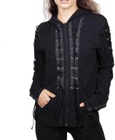 Jawbreaker Vest met capuchon -XL- Lace me up Corset Zwart