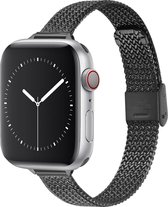 Geschikt voor Apple Watch bandje 42 / 44 / 45 mm - Series 1 2 3 4 5 6 7 SE - Smartwatch iWatch horloge band - 42mm 44mm 45mm - Fungus - RVS metaal - Milanese dun - Zwart