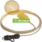 LEDatHOME – Strijkijzersnoer, draagbare buitenlamp, 5 m textielkabel, IP65 waterdichte lamphouder en stekker, inclusief LED lamp dimbaar.