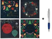 50 Cartes de Noël et Nouvel An de Luxe Carrées avec Stylo - 10x10cm - Cartes Pliées avec Enveloppes