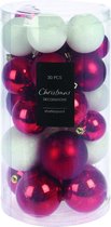 Kerstbal - Set 30 stuks - Rood met Wit