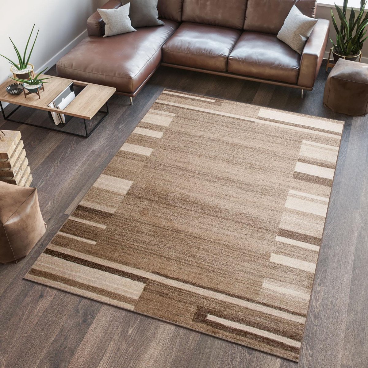 Tapiso Sari Vloerkleed Woonkamer Tapijt Modern Karpet Maat- 120x170 Beige1