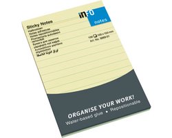 Info sticky notes - 100 vel - 100x150mm - gelinieerd - geel - IN-5669-01