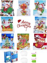 Diamond Painting Kerstkaarten - HK208 - 15x15cm - Christmas kaarten met enveloppen - Diamond painting complete set