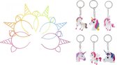 Uitdeelzakjes - 6 x Unicorn Eenhoorn Sleutelhanger+6 x Unicorn neon kroon / haarband - Traktatie Uitdeelcadeautjes Kinderen-Grabbelton Cadeautjes-Klein Speelgoed