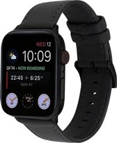 Geschikt voor Apple Watch bandje 38 / 40 / 41 mm - Series 1 2 3 4 5 6 7 8 SE - Smartwatch iWatch horloge band - 38mm 40mm 41mm - Fungus - PU Leer - Zwart