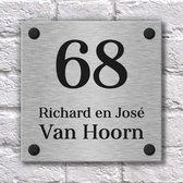Kunststof Naambord – Naambord RVS Look 15x15 cm – Naambordje voordeur - Gegraveerd naambord – Zelf ontwerpen