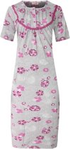 Nachthemd lang met korte mouwen M 38-42 grijs/roze