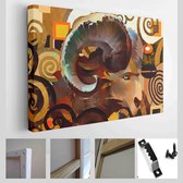Onlinecanvas - Schilderij - Geschilderde Abstracte Ram Een Lichte Achtergrond Art Horizontaal - Multicolor - 50 X 40 Cm