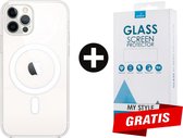 Backcover Met MagSafe Transparant iPhone 12 Pro Max - Gratis Screen Protector - Telefoonhoesje - Smartphonehoesje