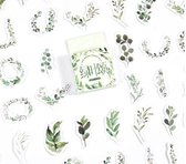 46 Stickers Groene Ornamenten en Lijnen - E020 - Stickerdoosje - Groen En Wit Planten -  Voor Scrapbook Of  Bullet Journal - Thema Bloem En Plant Sticker - Stickers Voor Volwassene