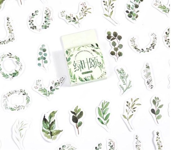 46 Stickers Groene Ornamenten en Lijnen – E020 – Stickerdoosje – Groen En Wit Planten – Voor Scrapbook Of Bullet Journal – Thema Bloem En Plant Sticker – Stickers Voor Volwassenen En Kinderen – Agenda Stickers – Decoratie Stickers