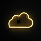 Neon led lamp - wolk - geel - 19 x 30 cm - Incl. 3 AA batterijen - USB - Wandlamp