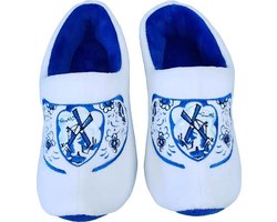 Elcee-Haly – Klomp sloffen – Delftsblauwe Pantoffel klomp met molen decor – Warme sloffen –Blauw/Wit – Maat 39-41