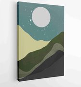 Berg muur kunst vector set. Aardetinten landschappen achtergronden bezet met maan en zon 2 - Moderne schilderijen – Verticaal – 1810069171 - 40-30 Vertical