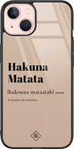 iPhone 13 hoesje glass - Hakuna Matata | Apple iPhone 13  case | Hardcase backcover zwart