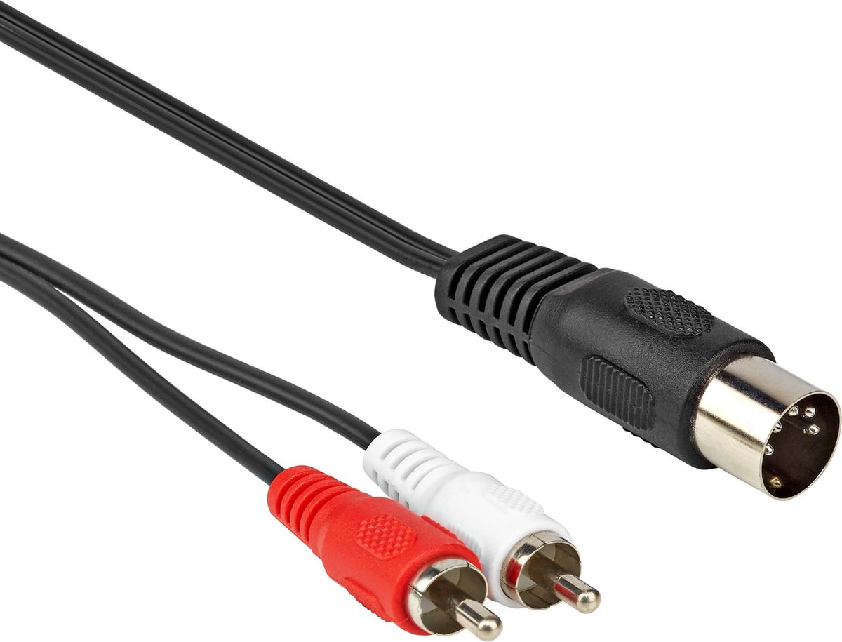 DIN naar tulp kabel - 1 meter - Zwart - Allteq