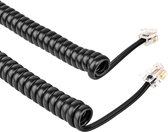 RJ10 kabel - Telefoonhoorn krulsnoer - 7 meter - Zwart - 4-aderig - Plat - Allteq