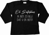 Shirt sinterklaas kind-ik ben zo blij dat u er bent-zwart-wit-Maat 98