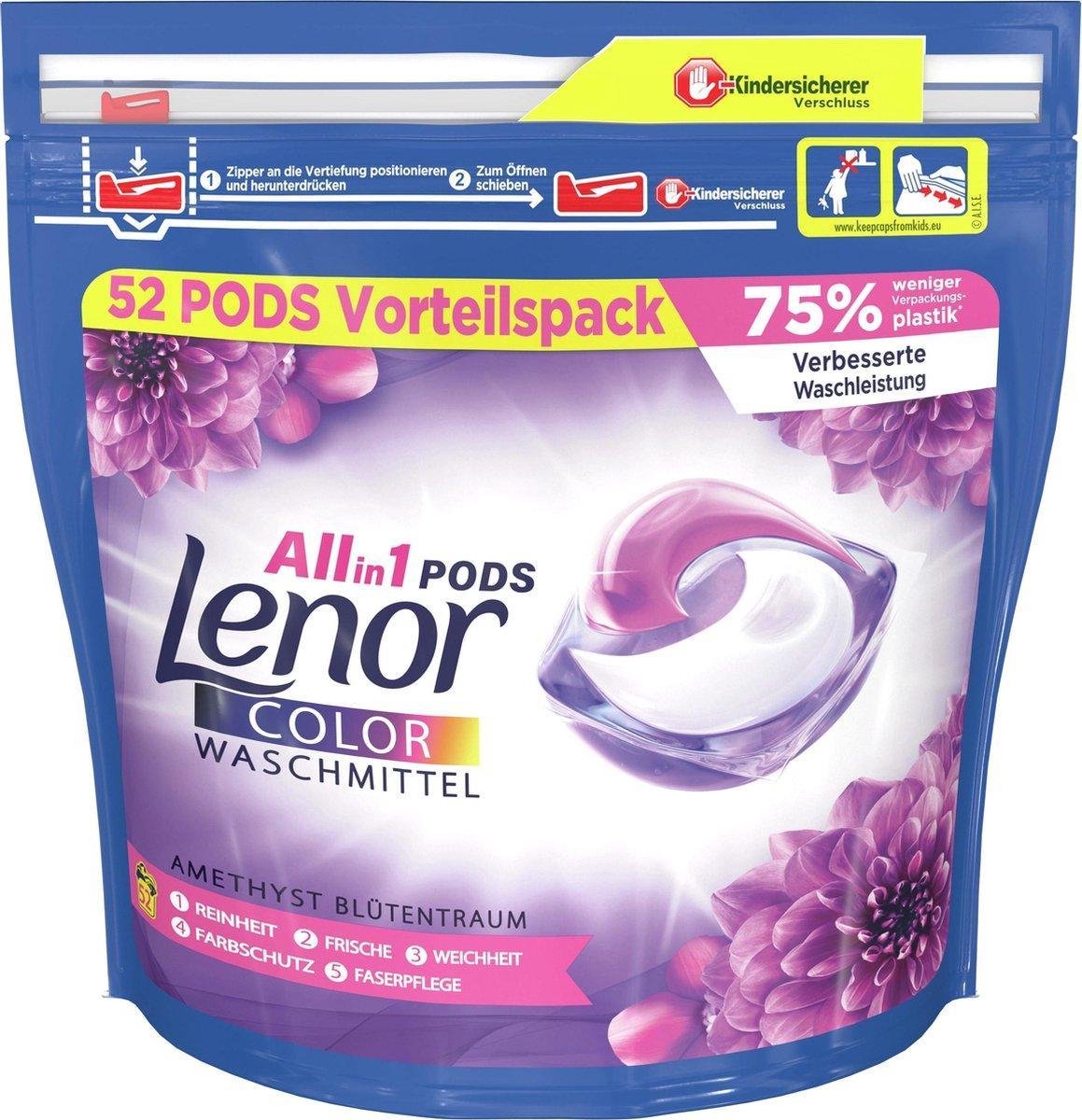 Lenor All in 1 Wasmiddel Pods Amethist & Bloemen Boeket - 52 Wasbeurten.