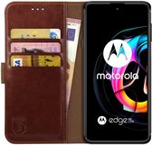 Rosso Element Book Case Wallet Hoesje Geschikt voor Motorola Edge 20 Lite | Portemonnee | 3 Pasjes | Magneetsluiting | Stand Functie | Bruin