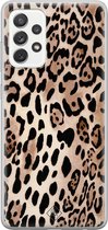 Samsung A52s hoesje siliconen - Luipaard print bruin | Samsung Galaxy A52s case | Bruin/beige | TPU backcover transparant