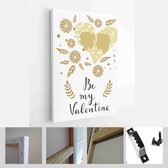 Happy Valentine's Day set kaarten. Handgetekende romantische belettering - Modern Art Canvas - Verticaal - 1627077013