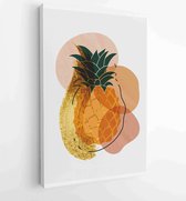 Handgetekend tropisch fruit met gouden en aquarel textuur 4 - Moderne schilderijen – Verticaal – 1912867006 - 40-30 Vertical