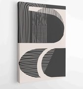Zwart-wit abstracte muurkunst achtergrond vector 2 - Moderne schilderijen – Verticaal – 1909205635 - 50*40 Vertical