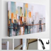 Olieverfschilderij - Brooklyn Bridge, New York - Moderne kunst canvas - Horizontaal - 1798789597