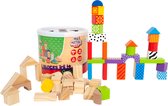 Mini Matters houten Bouwblokken - Bouw blokken hout - Blokken set 50-Delig - inclusief opslagemmer