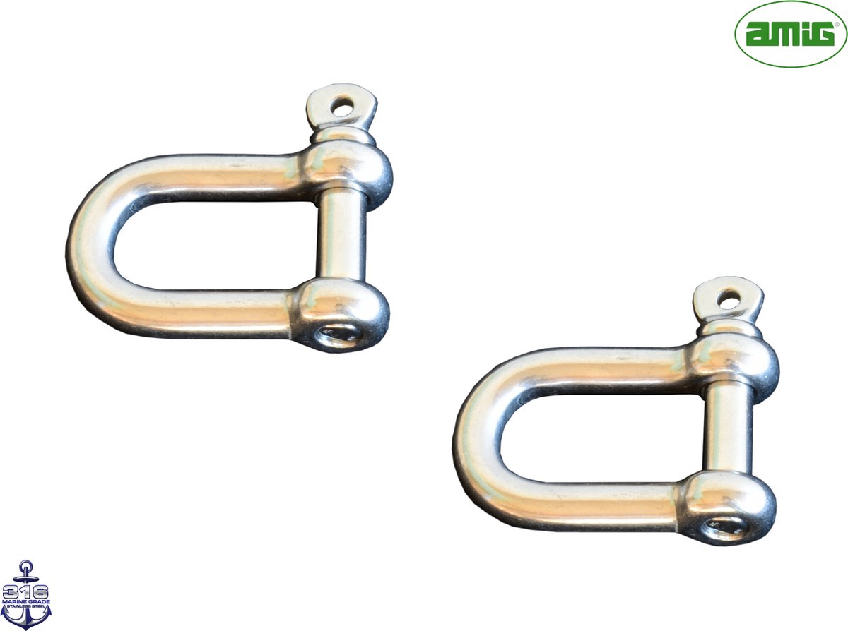 AMIG – D Sluiting 10mm M10 – 2 stuks – RVS 316 – Zeewater en Zuur Bestendig - Harpsluiting