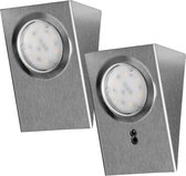 Adviti "MAKAN LED" Onderbouw keukenverlichting met contactloze schakelaar - RVS/INOX - 2 Stuks - 2x 2,5 Watt - 2x 180 Lumen - Onderbouwverlichting - Kastverlichting - Keukenverlich