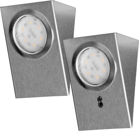 Adviti "MAKAN LED" Onderbouw keukenverlichting met contactloze schakelaar - RVS/INOX - 2 Stuks - 2x 2,5 Watt - 2x 180 Lumen - Onderbouwverlichting - Kastverlichting - Keukenverlichting
