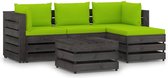 Decoways - 5-delige Loungeset met kussens grijs geïmpregneerd hout