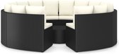 Decoways - 9-delige Loungeset met kussens poly rattan zwart