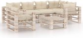 Decoways - 7-delige Loungeset met kussens pallet grenenhout