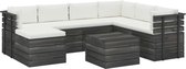 Decoways - 8-delige Loungeset pallet met kussens massief grenenhout