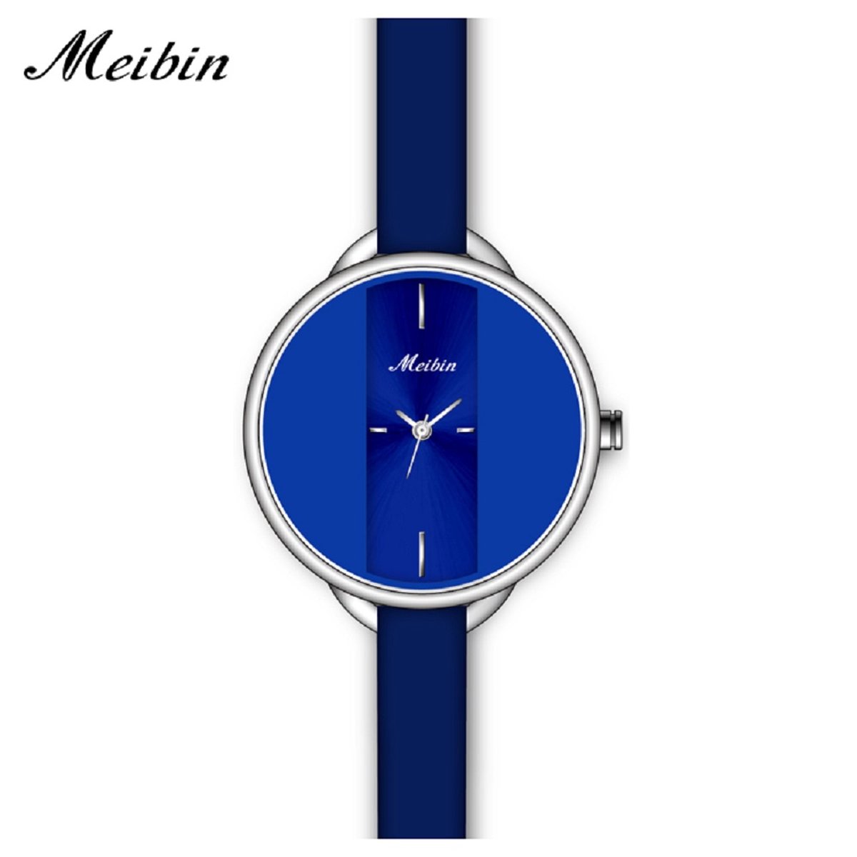 Longbo - Meibin - Dames Horloge - Donkerblauw/Zilver/Donkerblauw - 32mm